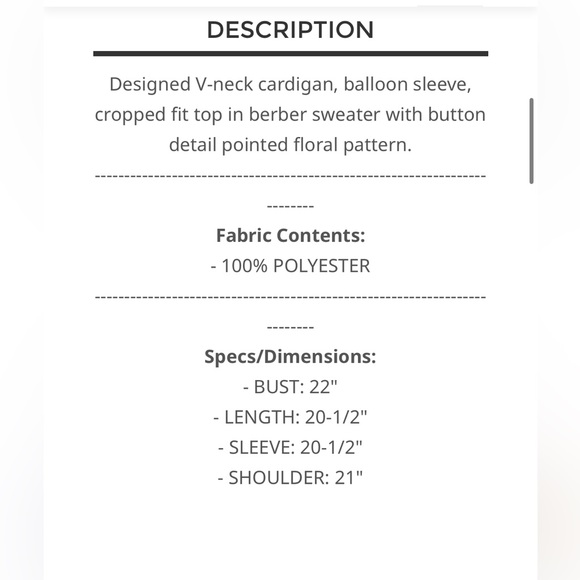 BP218-1🤍❤️NEW! POL pretty Red +cream Floral Cardigan perfect4 desk2date! Wow🎄! - Picture 3 of 11